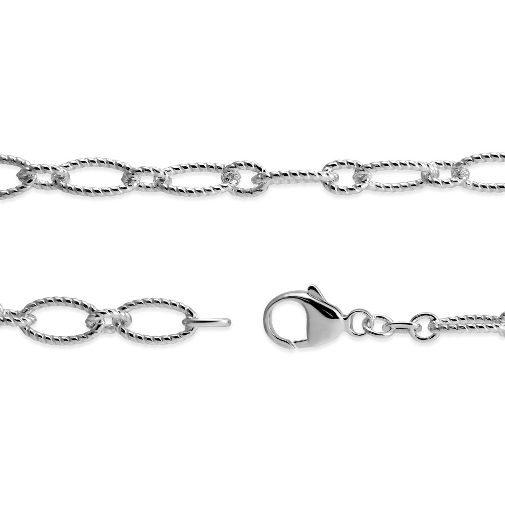 Sterling Silver Figaro Twist Link Bracelet, 7 1/2