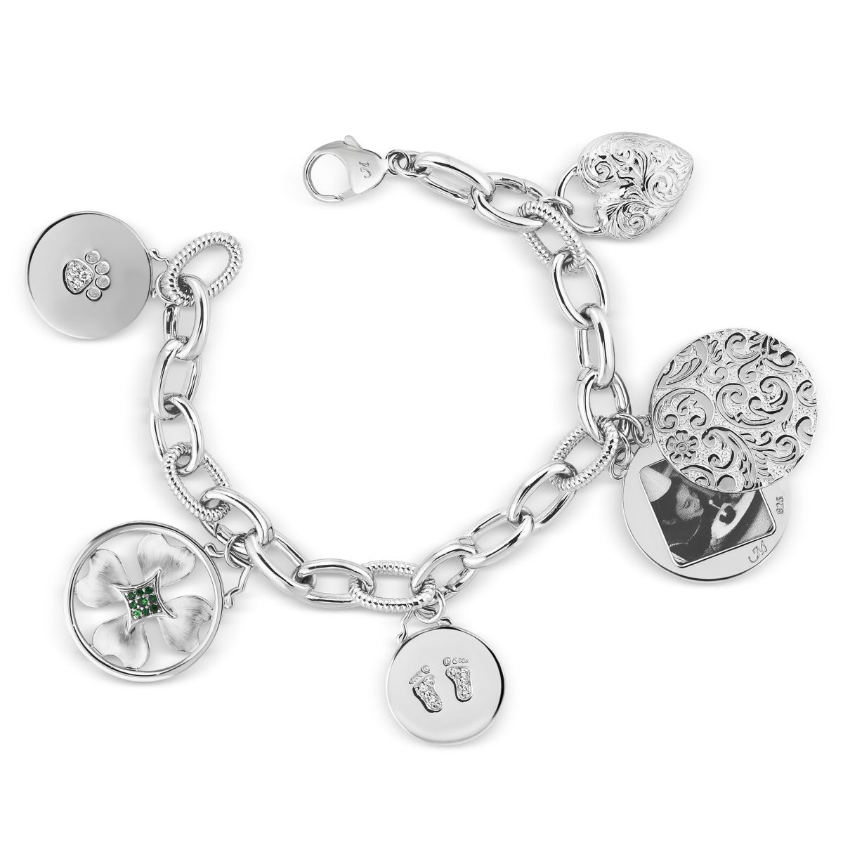 Monica Rich Kosann Sterling Silver Charm Bracelet, Braided Links, 7.5