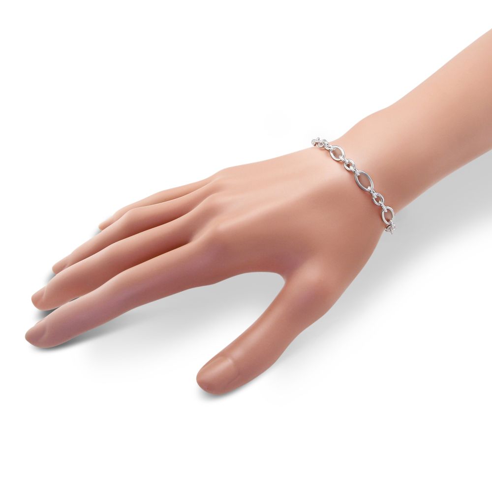 Sterling Silver Figaro Baroque Link Bracelet