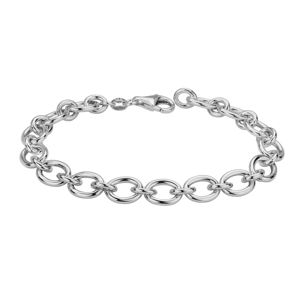 Sterling Silver Oval Cable Bracelet, 7.5