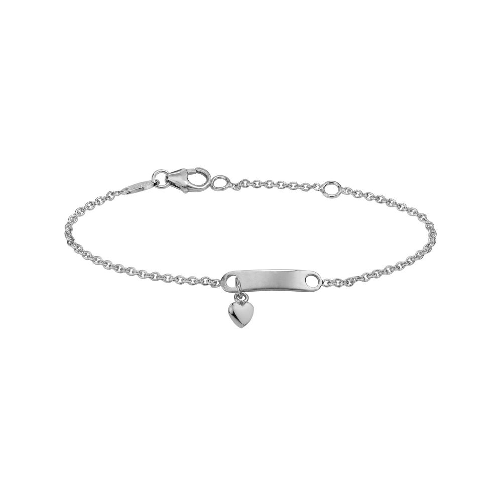 Sterling Silver Heart I.D. Bracelet, 6