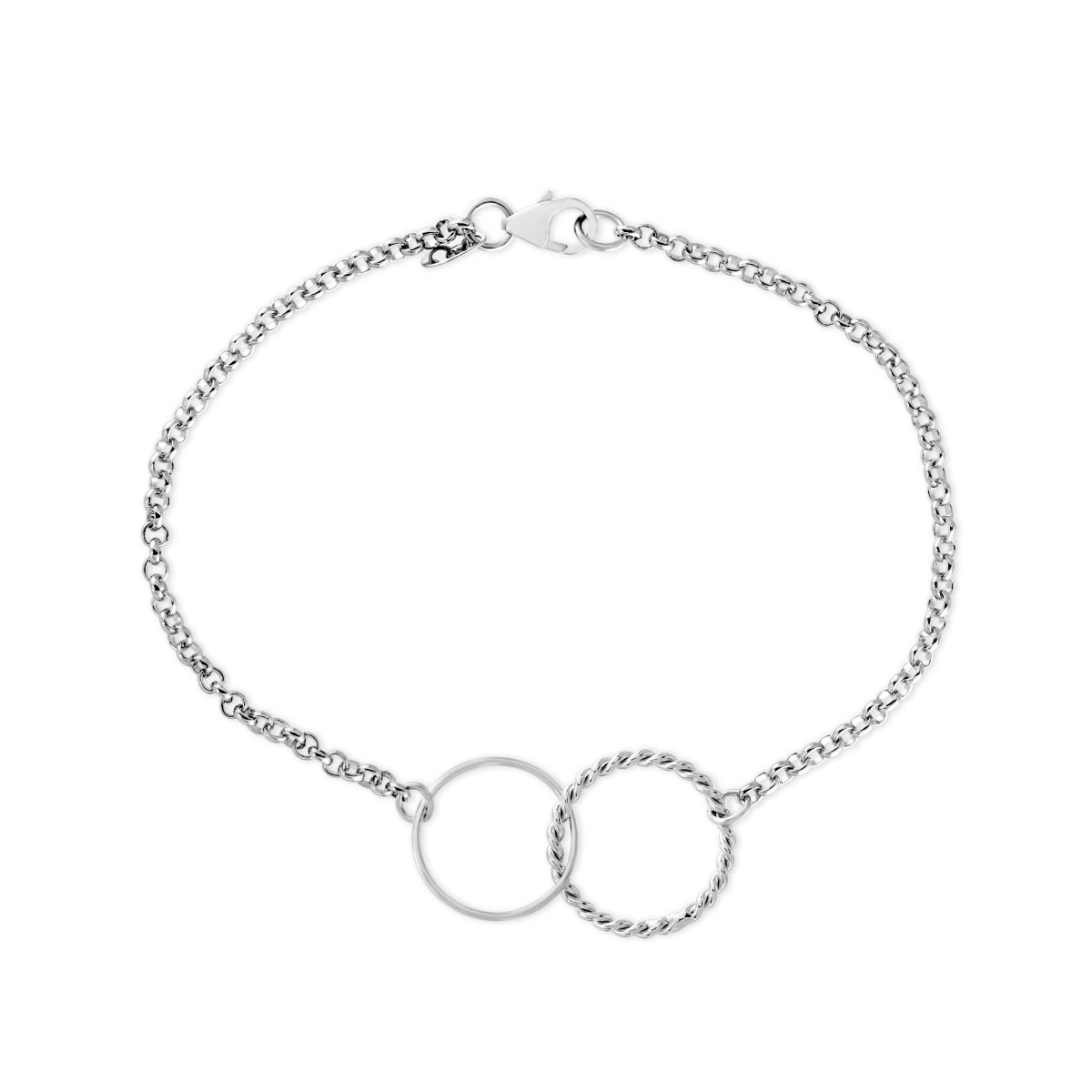 Sterling Silver Twist Double Ring Interlocking Bracelet, 7.5" Borsheims