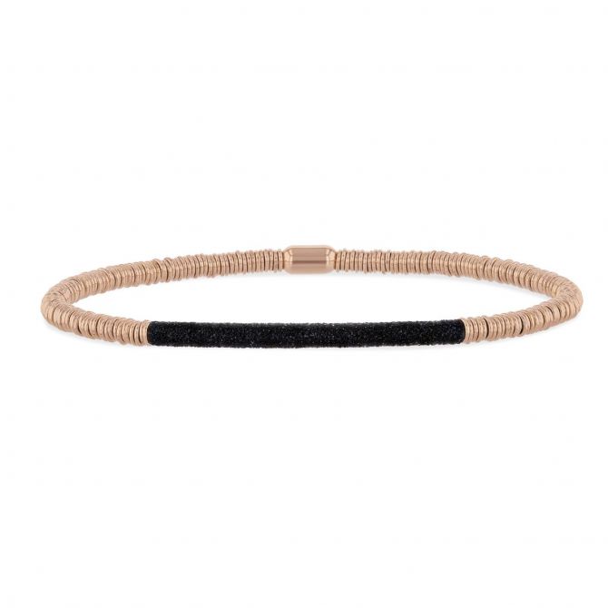 Pesavento Polvere di Sogni Rose Tone and Silver Twirl Bracelet with Black Dust Accent Bar