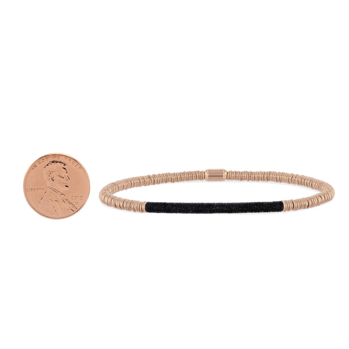 Pesavento Polvere di Sogni Rose Tone and Silver Twirl Bracelet with Black Dust Accent Bar