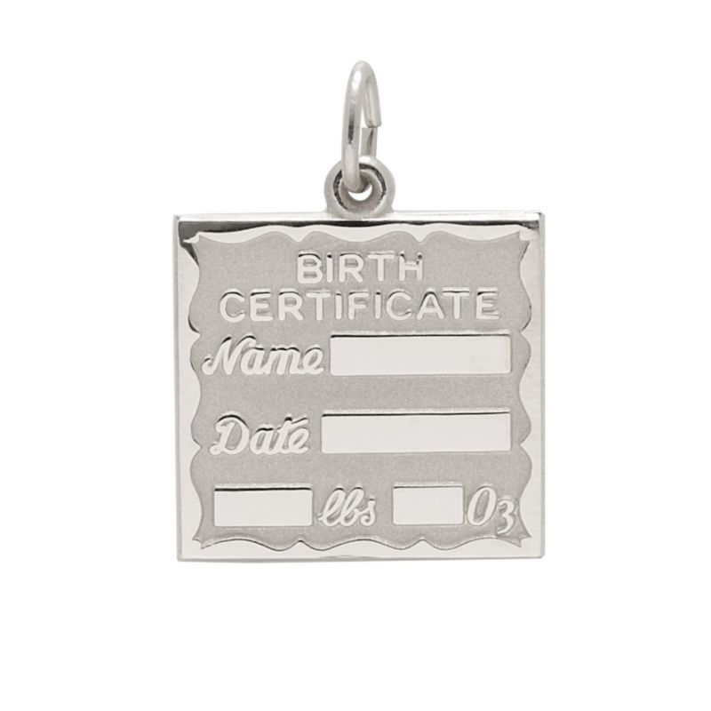 Rembrandt Sterling Silver Birth Certificate Charm
