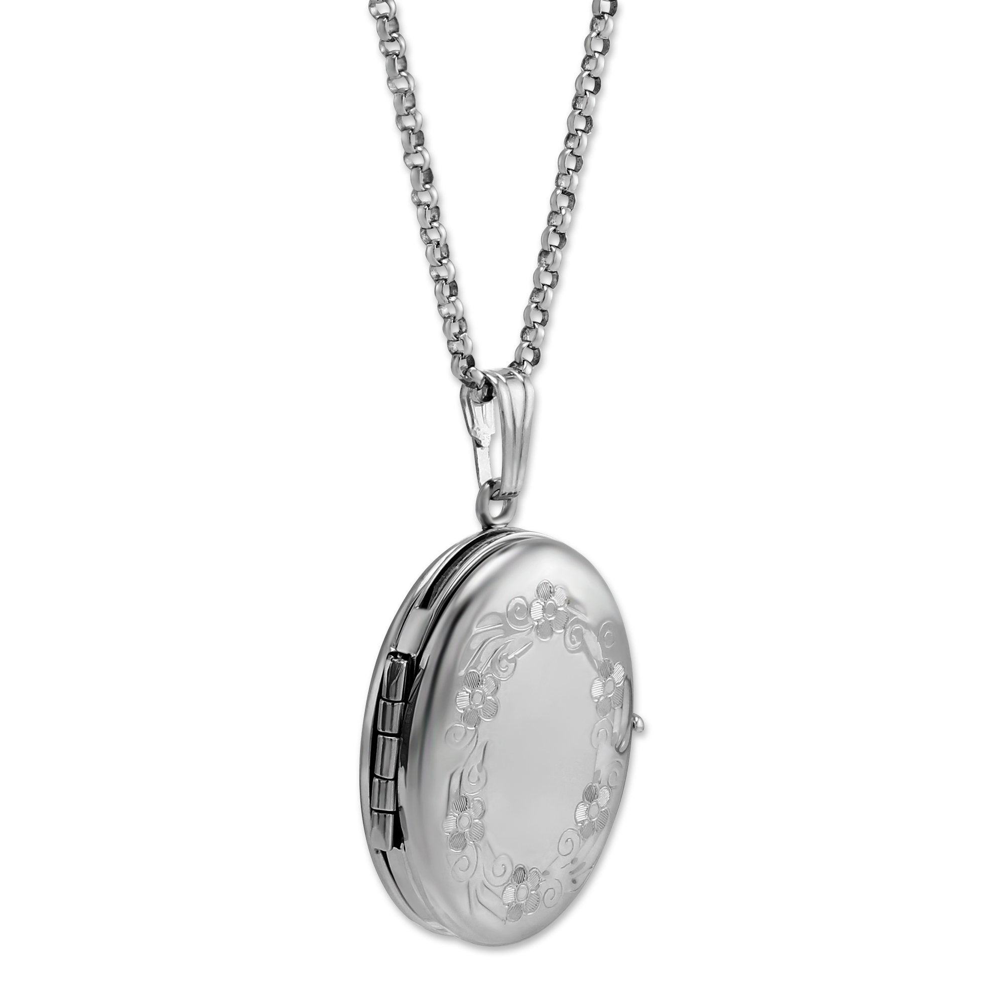 Sterling Silver 4 Picture Oval Locket, 18