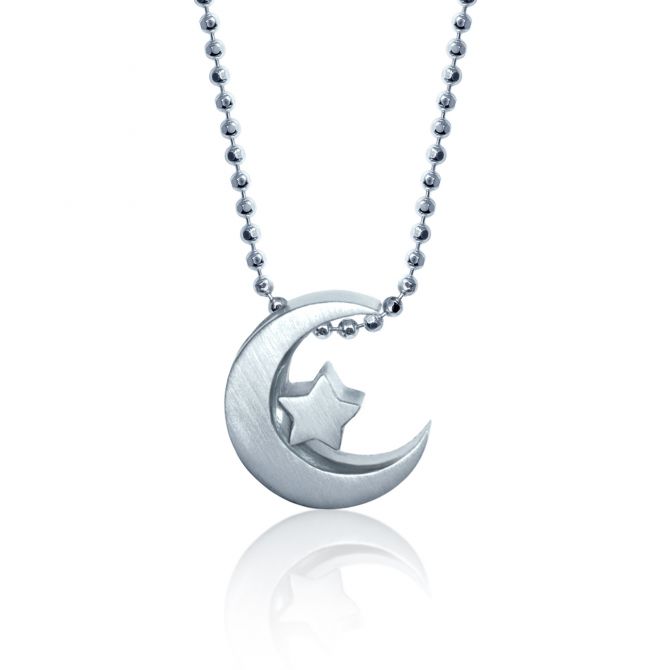 Alex Woo Sterling Silver Little Faith Crescent Moon Pendant, 16"