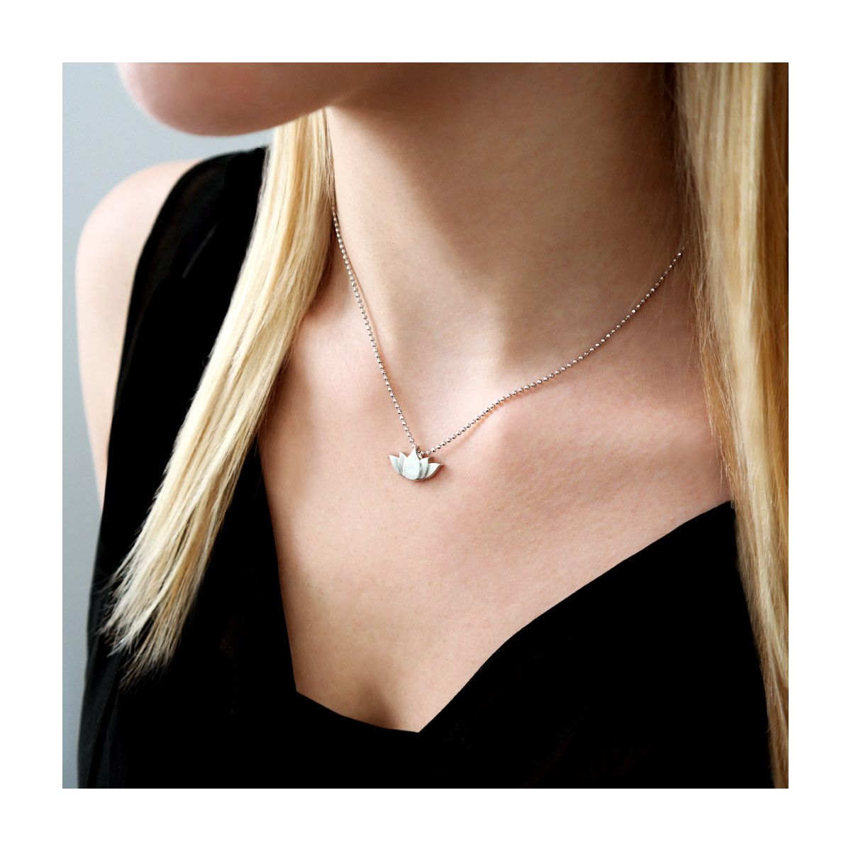 Alex Woo Sterling Silver Little Faith Lotus Blossom Pendant, 16