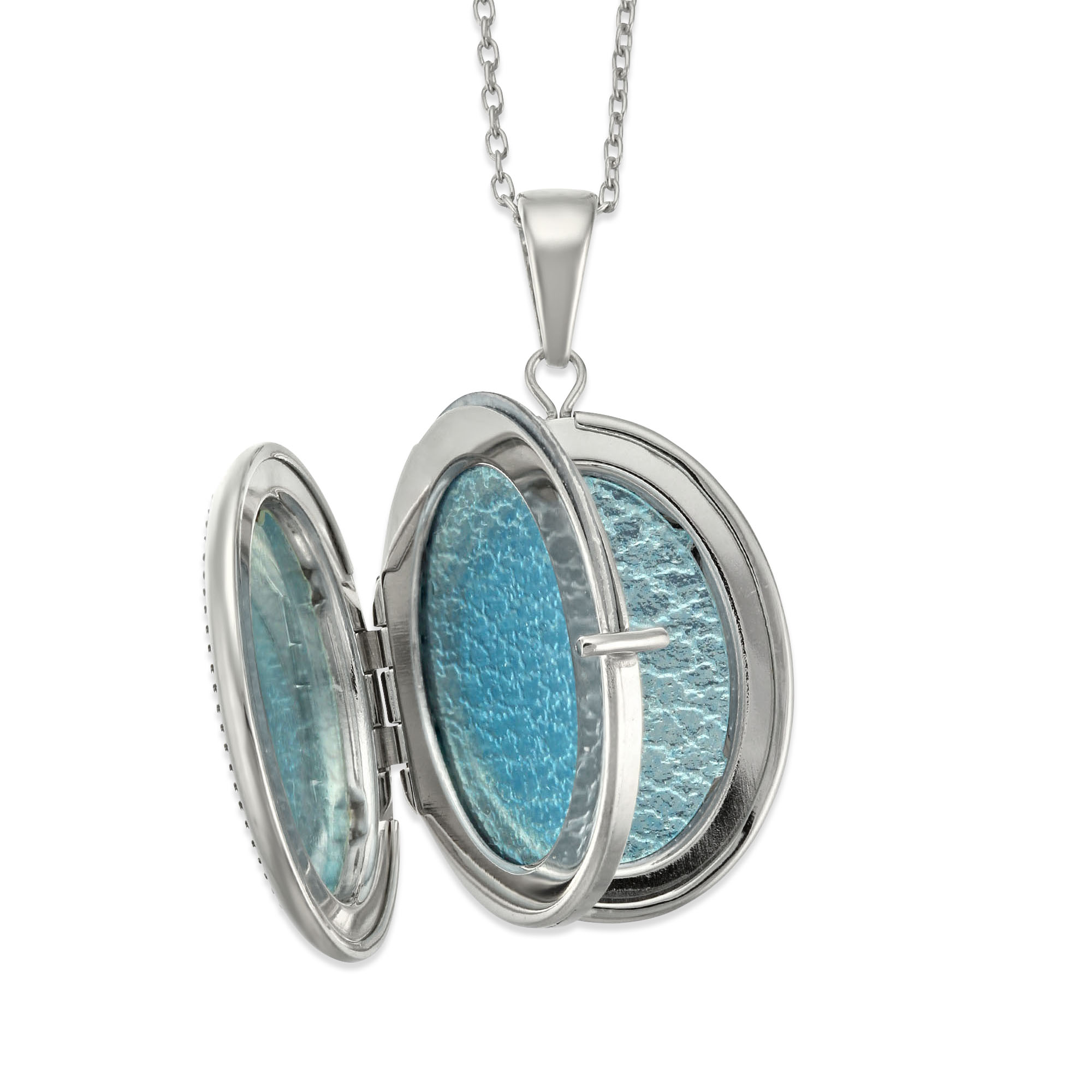 Sterling Silver Engraved 4-Picture Locket with Chain, 16-18