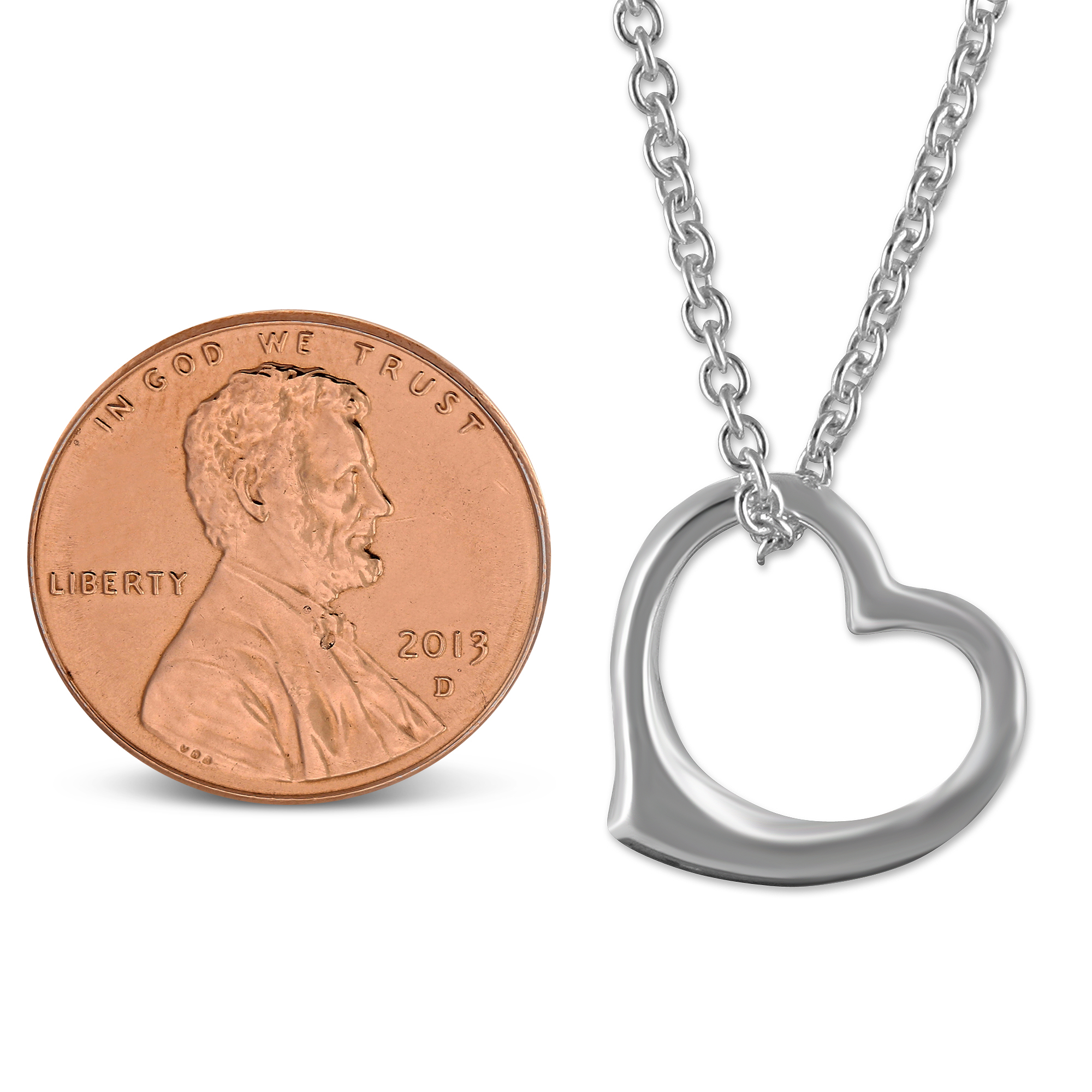 Sterling Silver Open Heart Pendant, 16-18