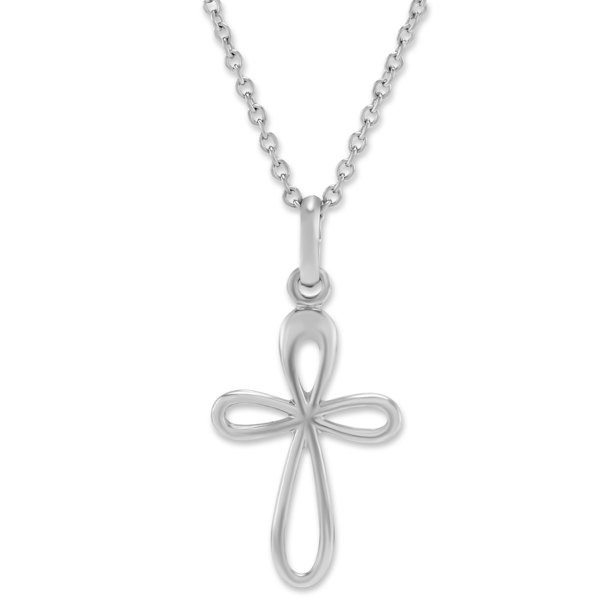 Sterling Silver Open Cross Pendant, 18