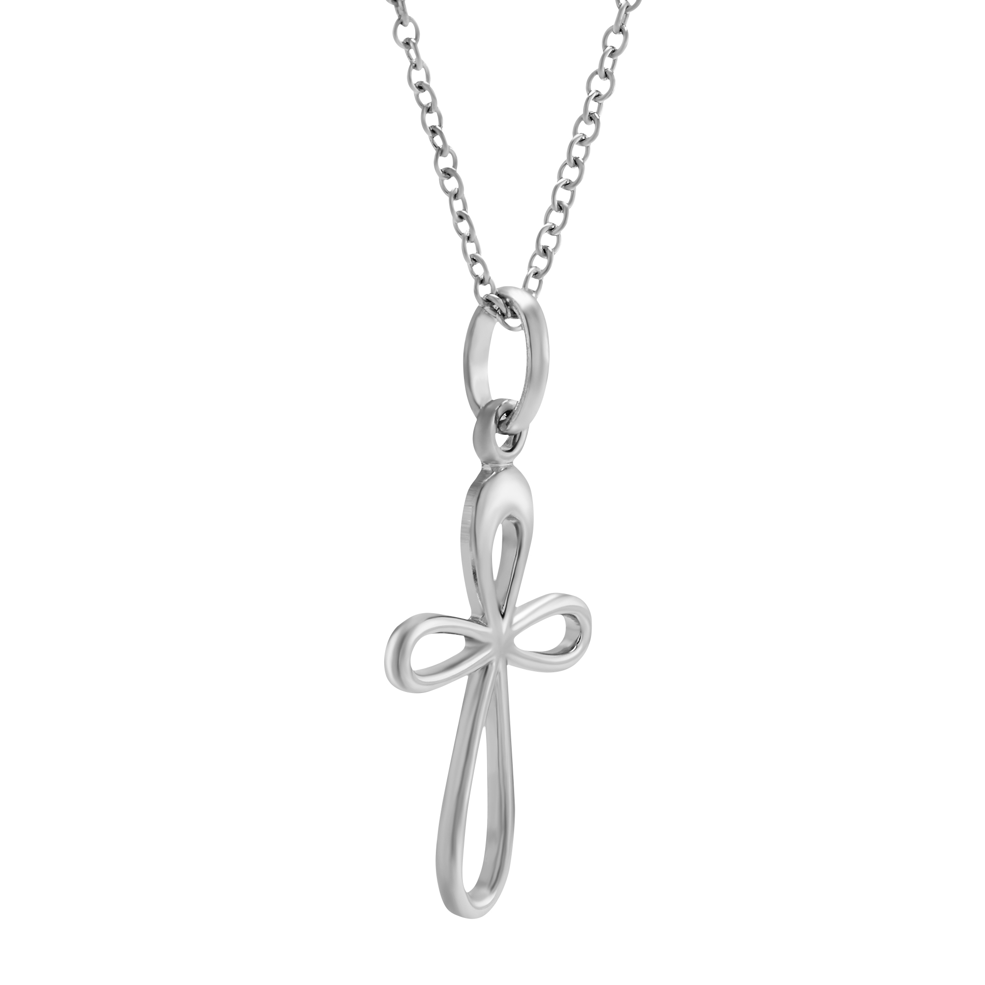 Sterling Silver Open Cross Pendant, 18