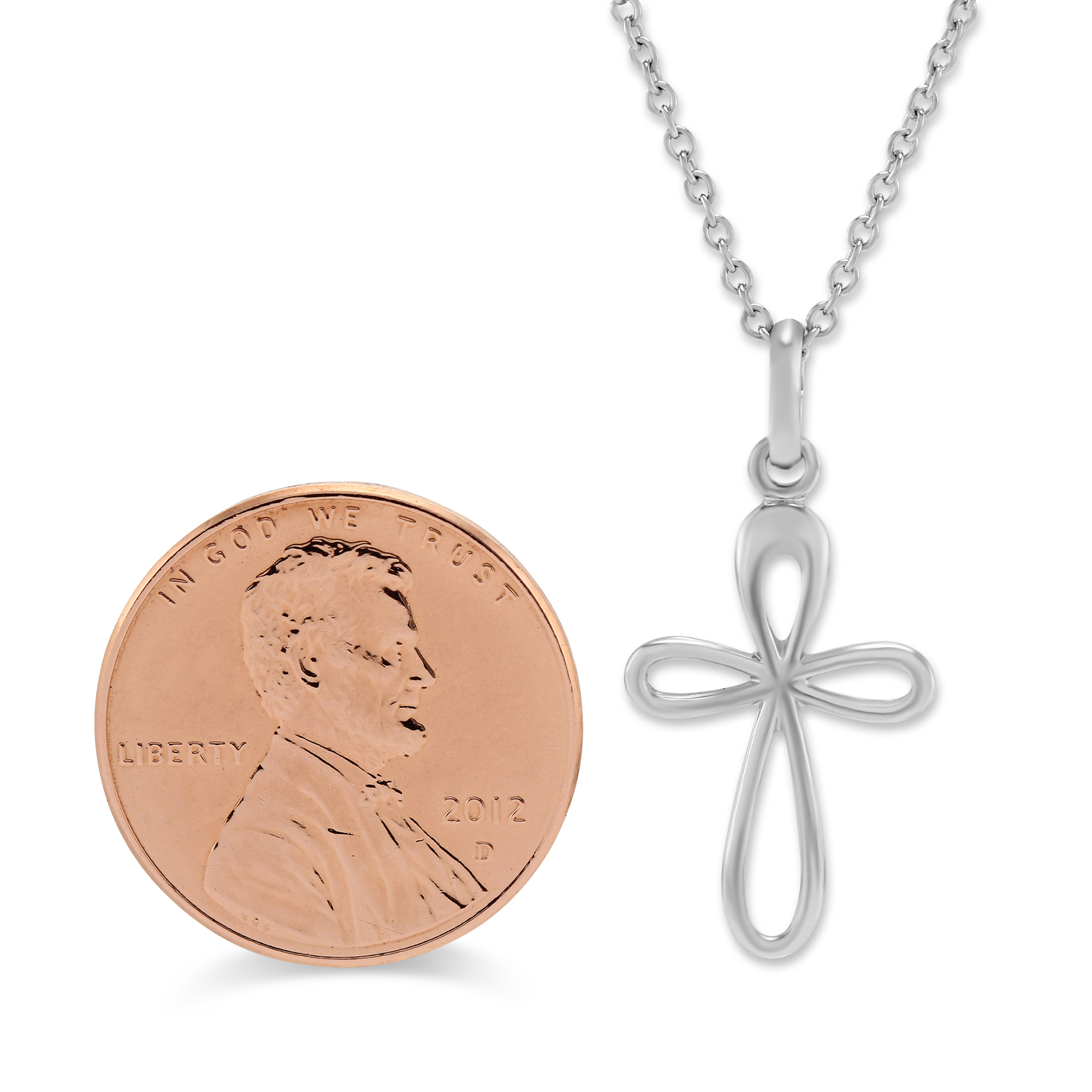 Sterling Silver Open Cross Pendant, 18
