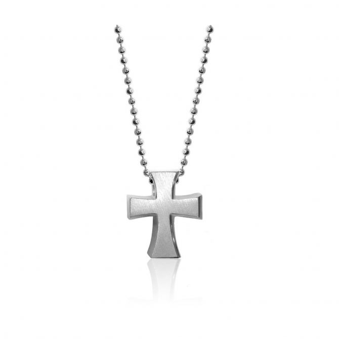 Alex Woo Sterling Silver Little Faith Solid Cross Pendant, 16"