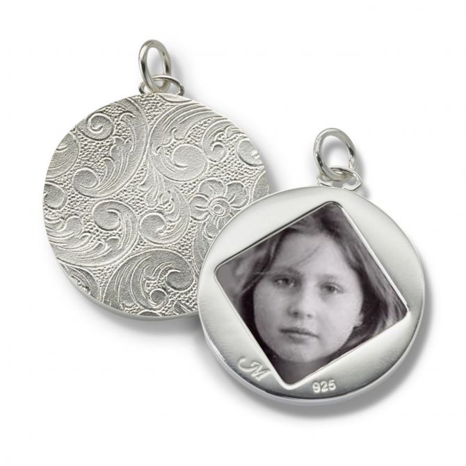Monica Rich Kosann Floral Half-Locket Round Charm in Sterling Silver, 1"