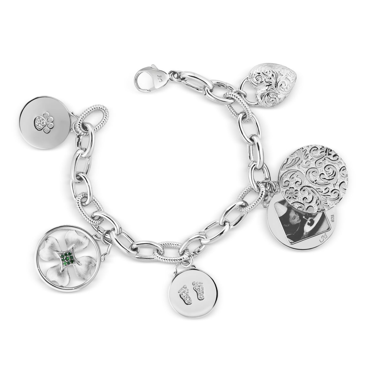 Monica Rich Kosann Floral Half-Locket Round Charm in Sterling Silver, 1