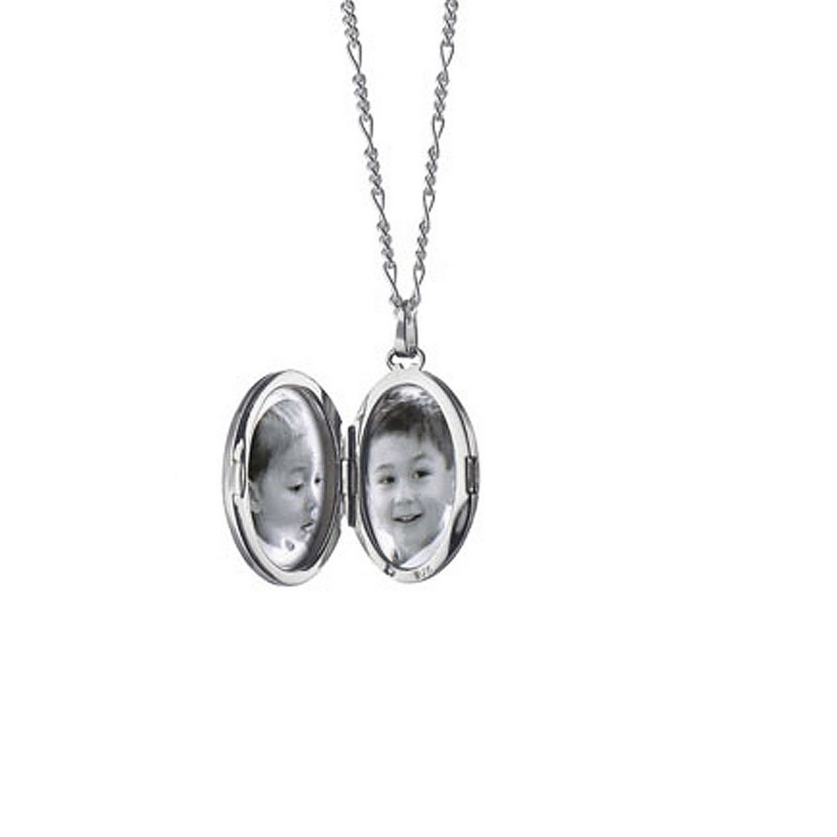 Monica Rich Kosann Sterling Silver Oval Locket and Chain with Floral Design, 18
