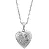 Sterling Silver Engraved Heart Locket, 16-18"