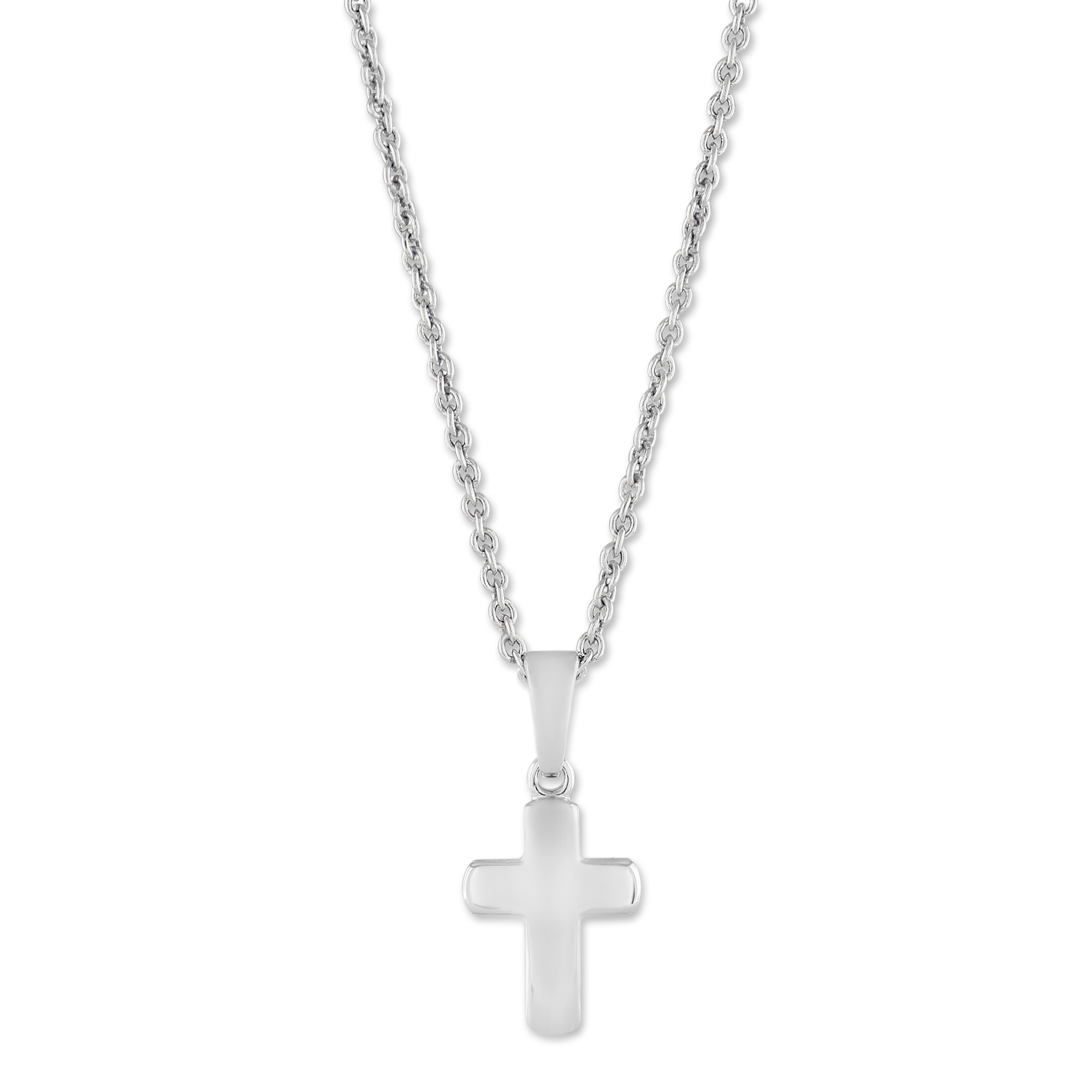 Sterling Silver Contured Cross Pendant, 18