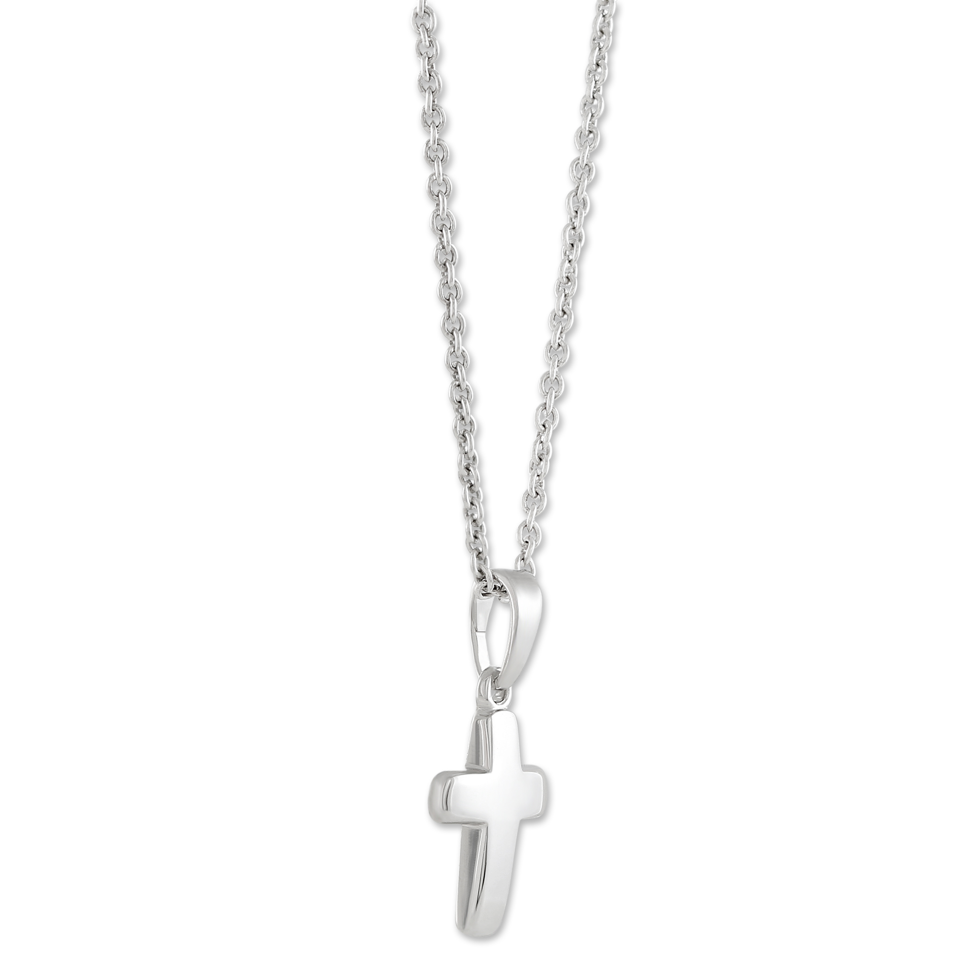 Sterling Silver Contured Cross Pendant, 18