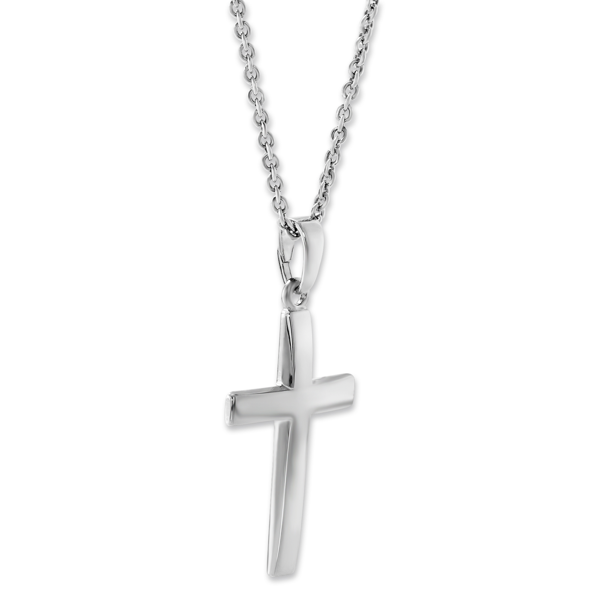 Sterling Silver Contoured Cross Pendant, 18