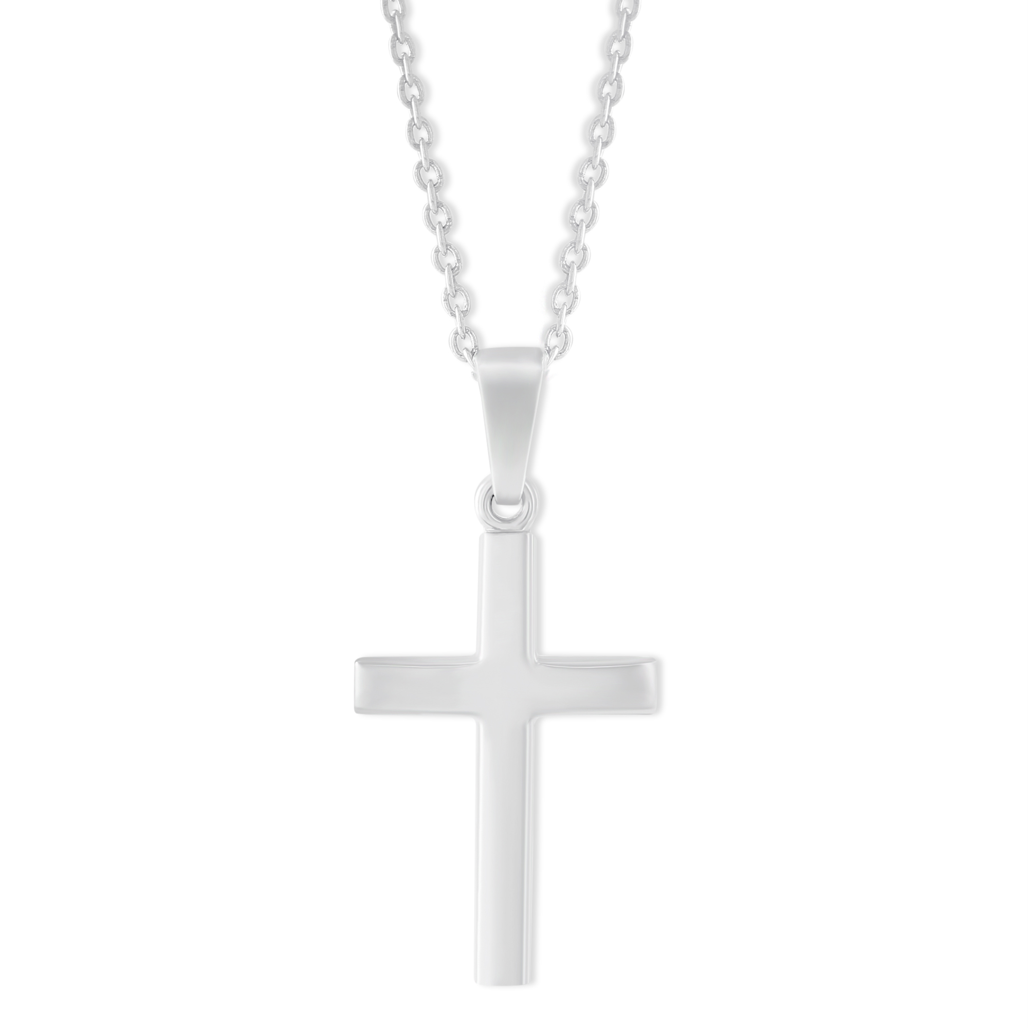 Sterling Silver Contured Cross Pendant, 18