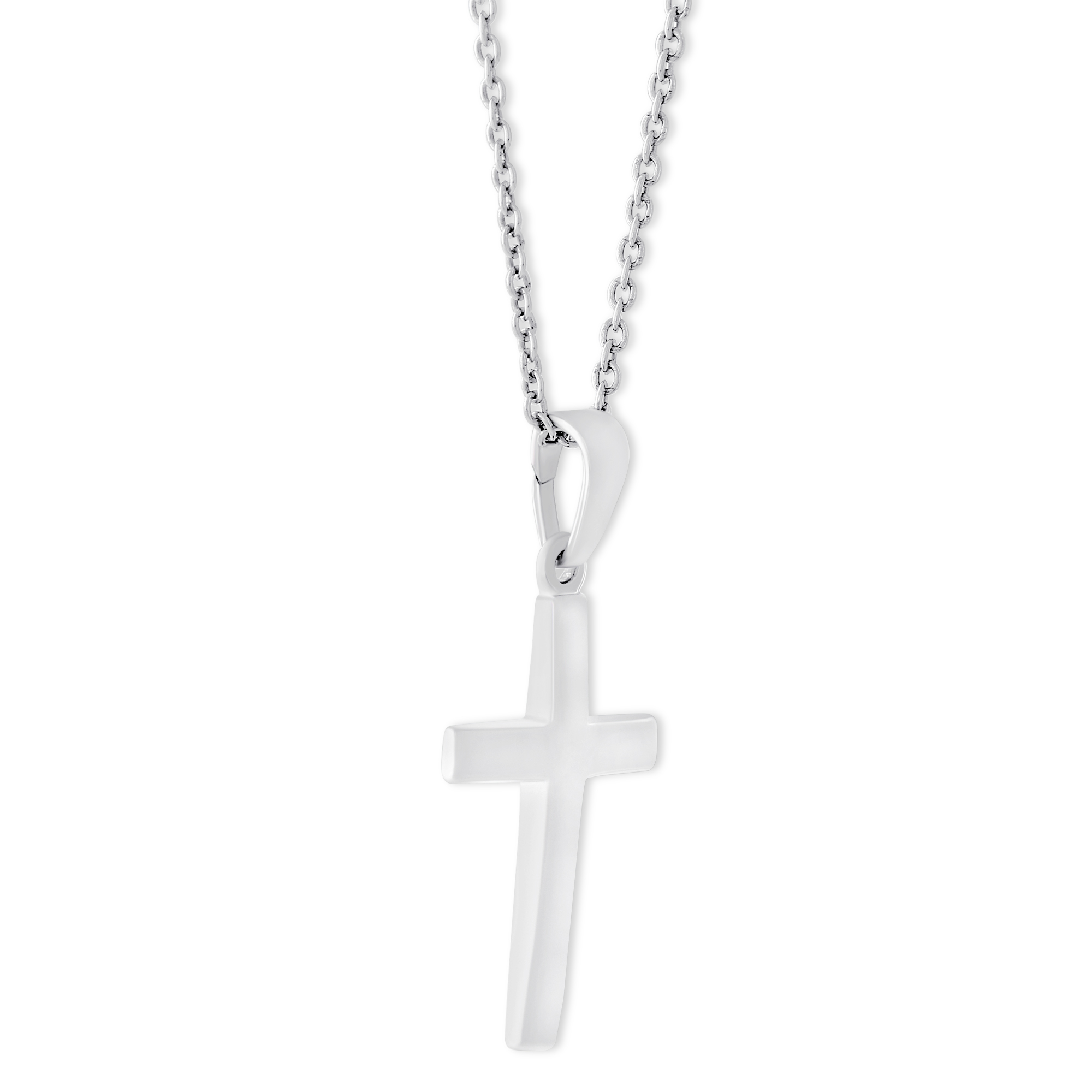Sterling Silver Contured Cross Pendant, 18