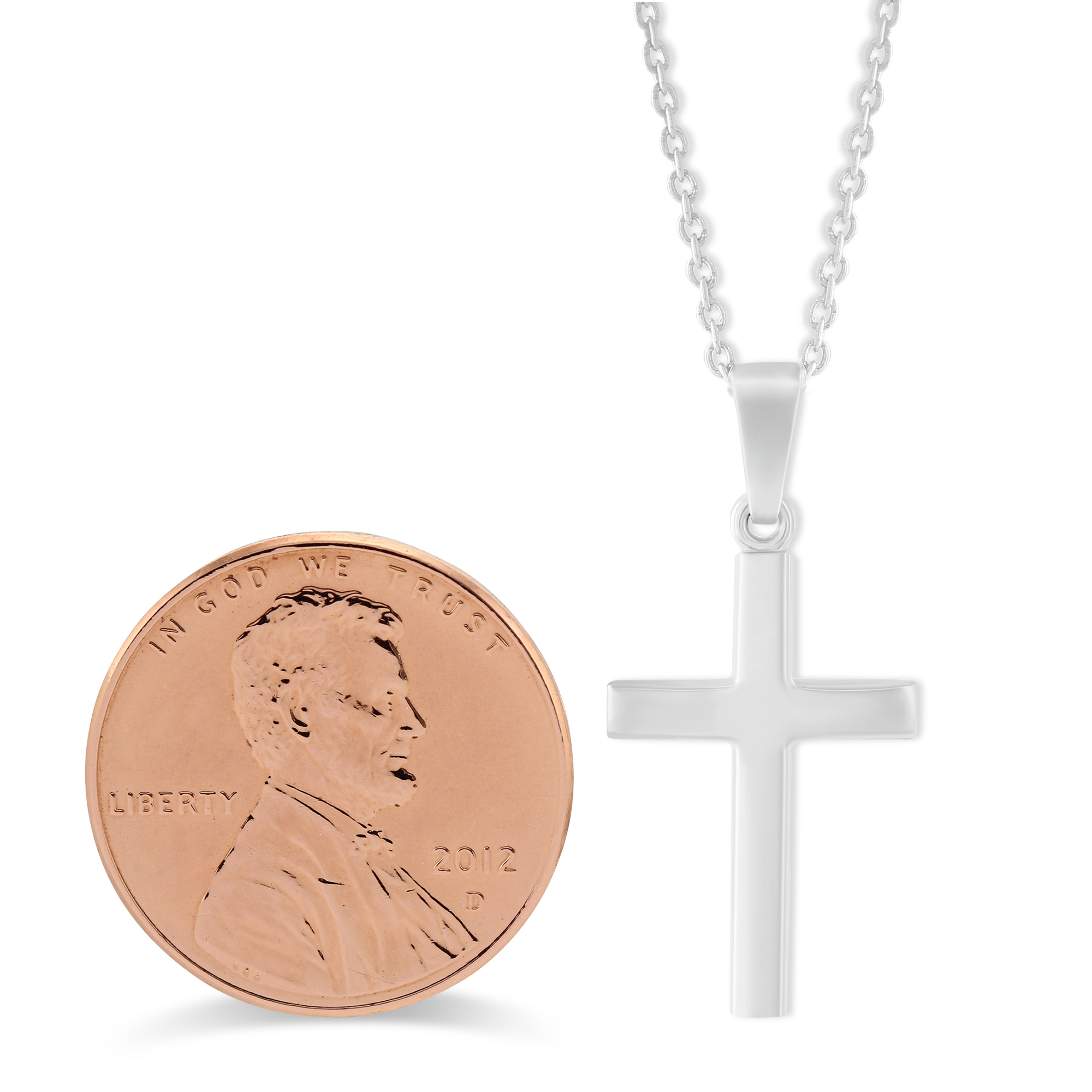 Sterling Silver Contured Cross Pendant, 18