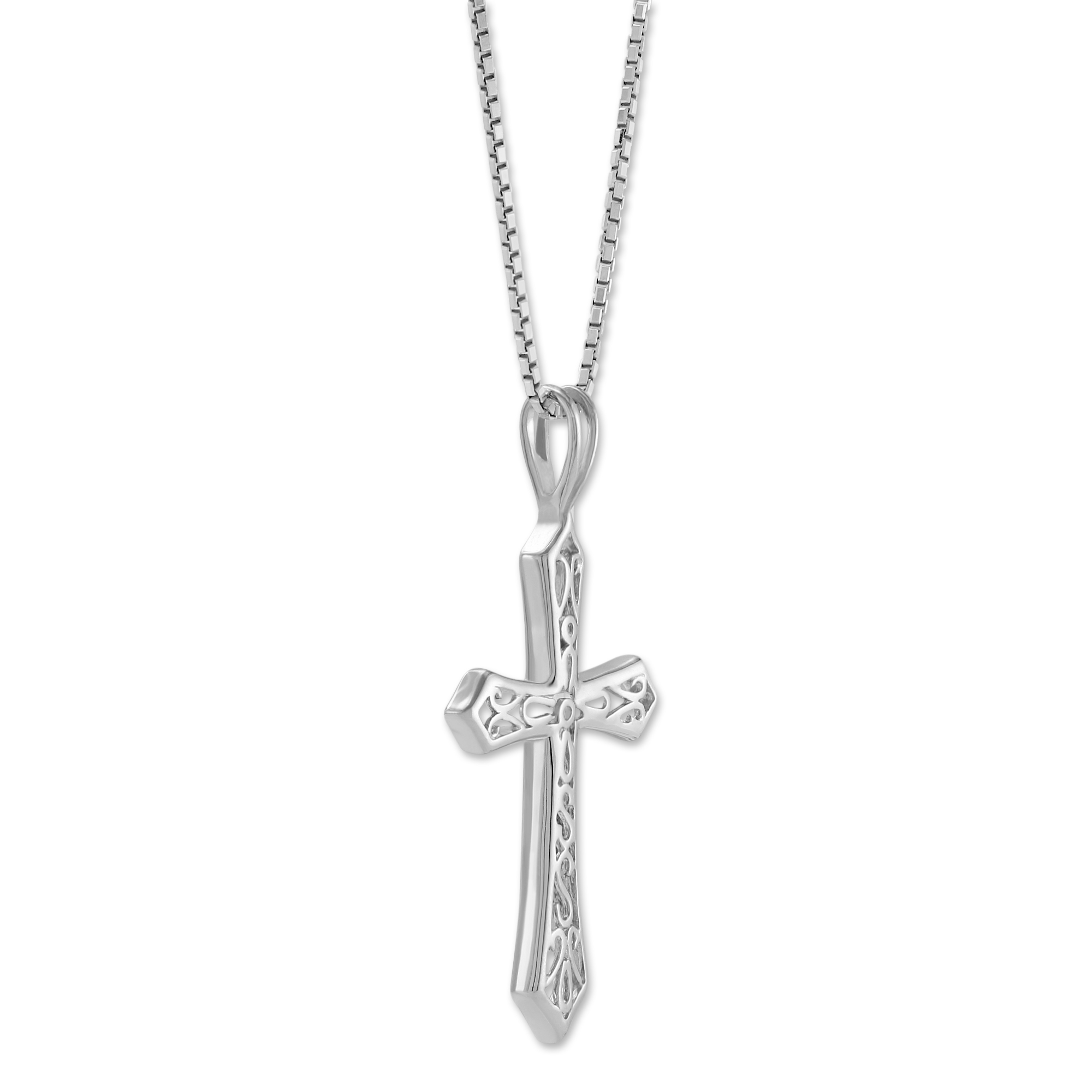 Sterling Silver Filigree Cross Pendant, 18