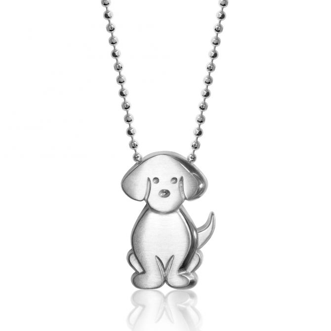 Alex Woo Sterling Silver Little Signs Dog Pendant, 16"