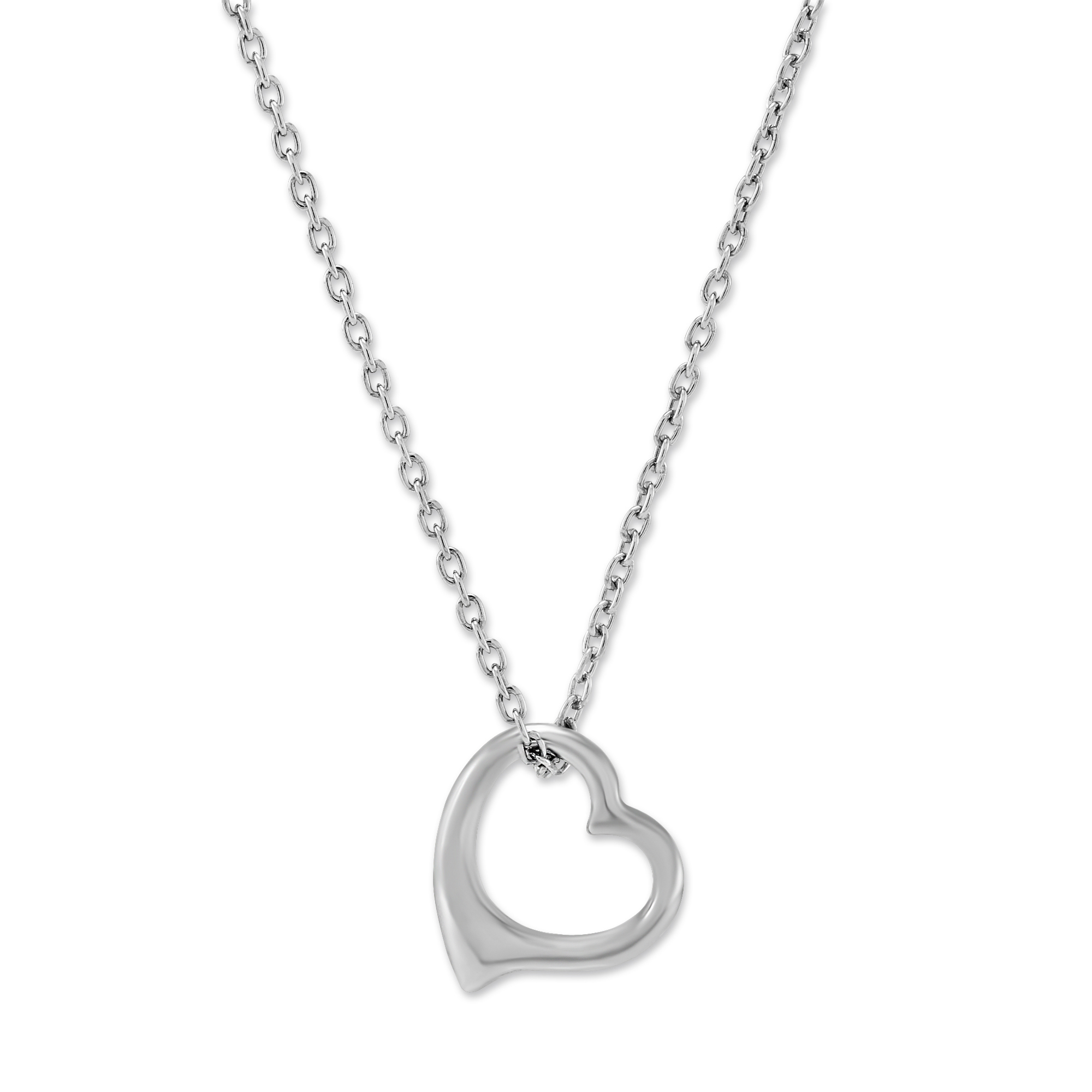 Sterling Silver Open Heart Pendant, 18