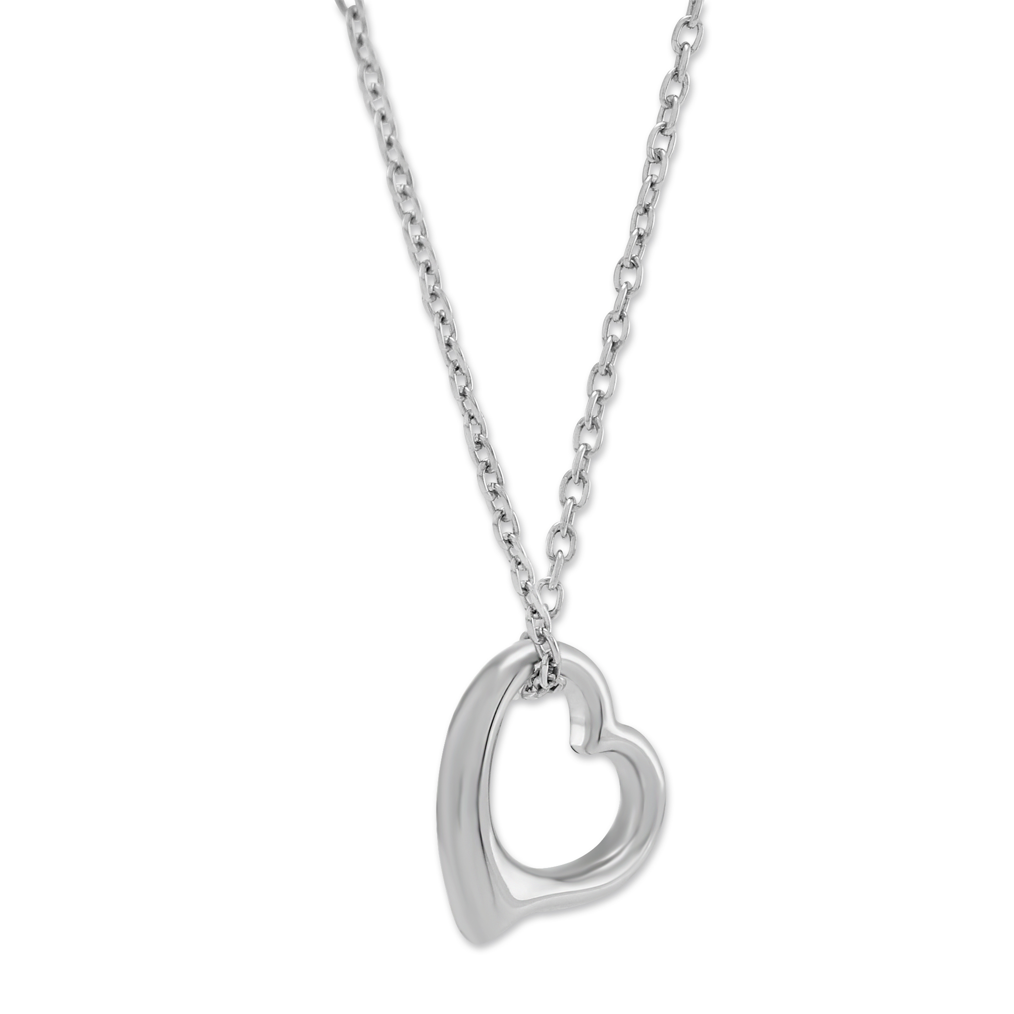 Sterling Silver Open Heart Pendant, 18