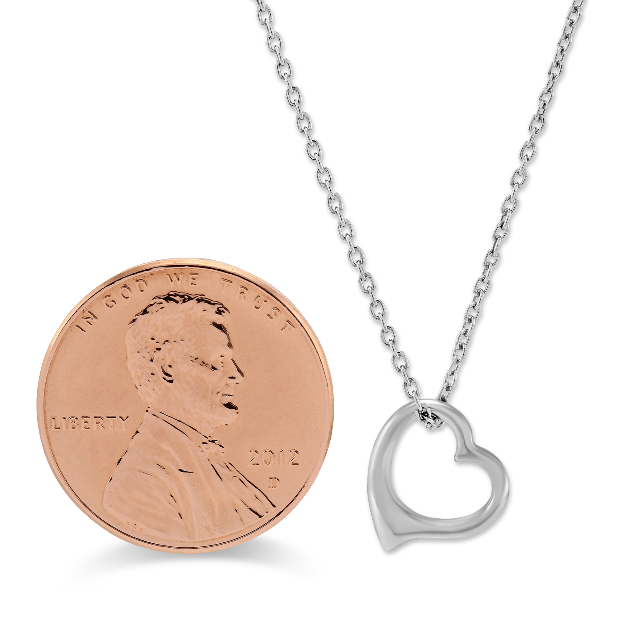 Sterling Silver Open Heart Pendant, 18