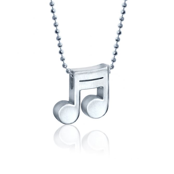 Alex Woo Sterling Silver Little Rock Star Double Note Pendant, 16"