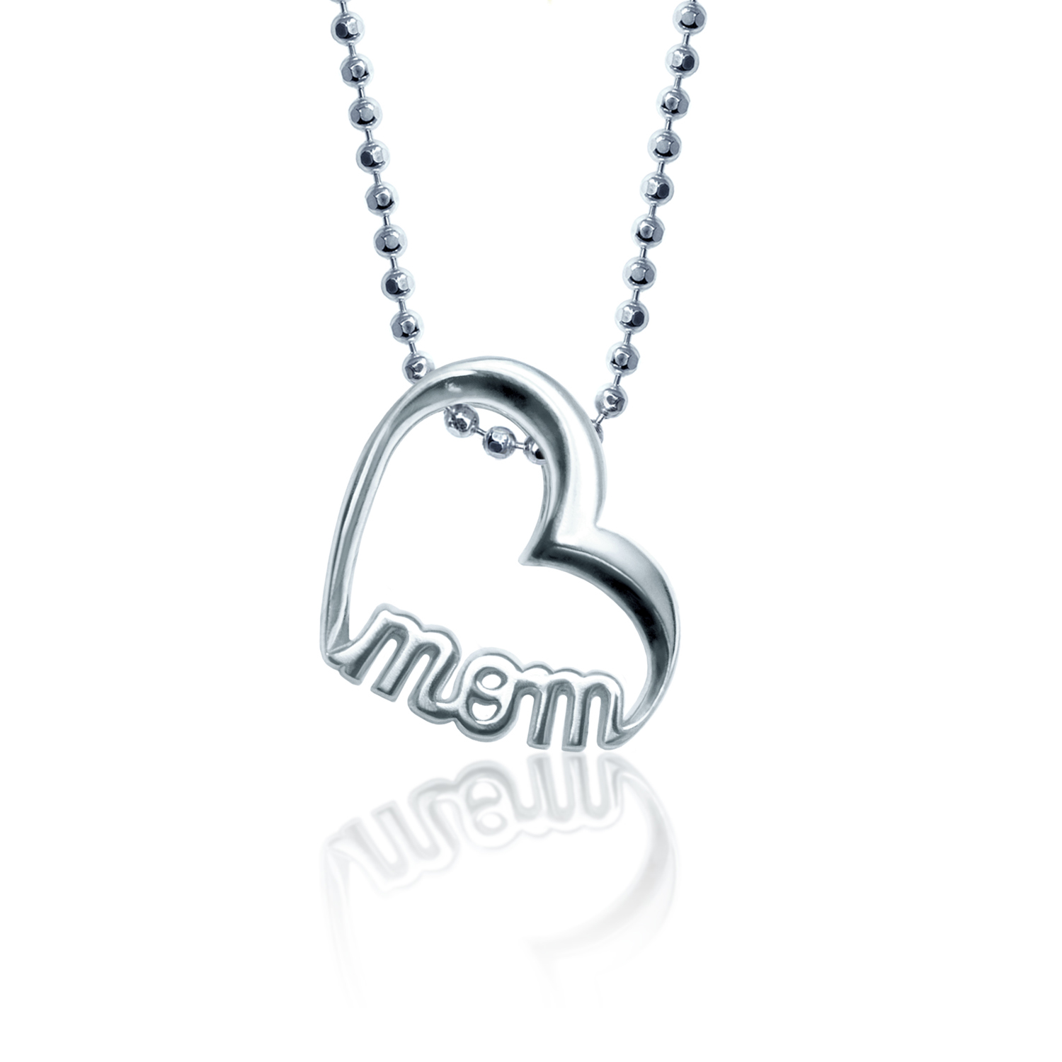 Alex Woo Sterling Silver Little Words Mom Heart Pendant, 16