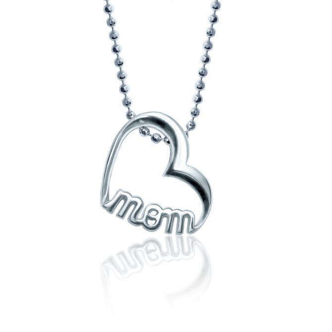 Alex Woo Sterling Silver Little Words Mom Heart Pendant, 16"
