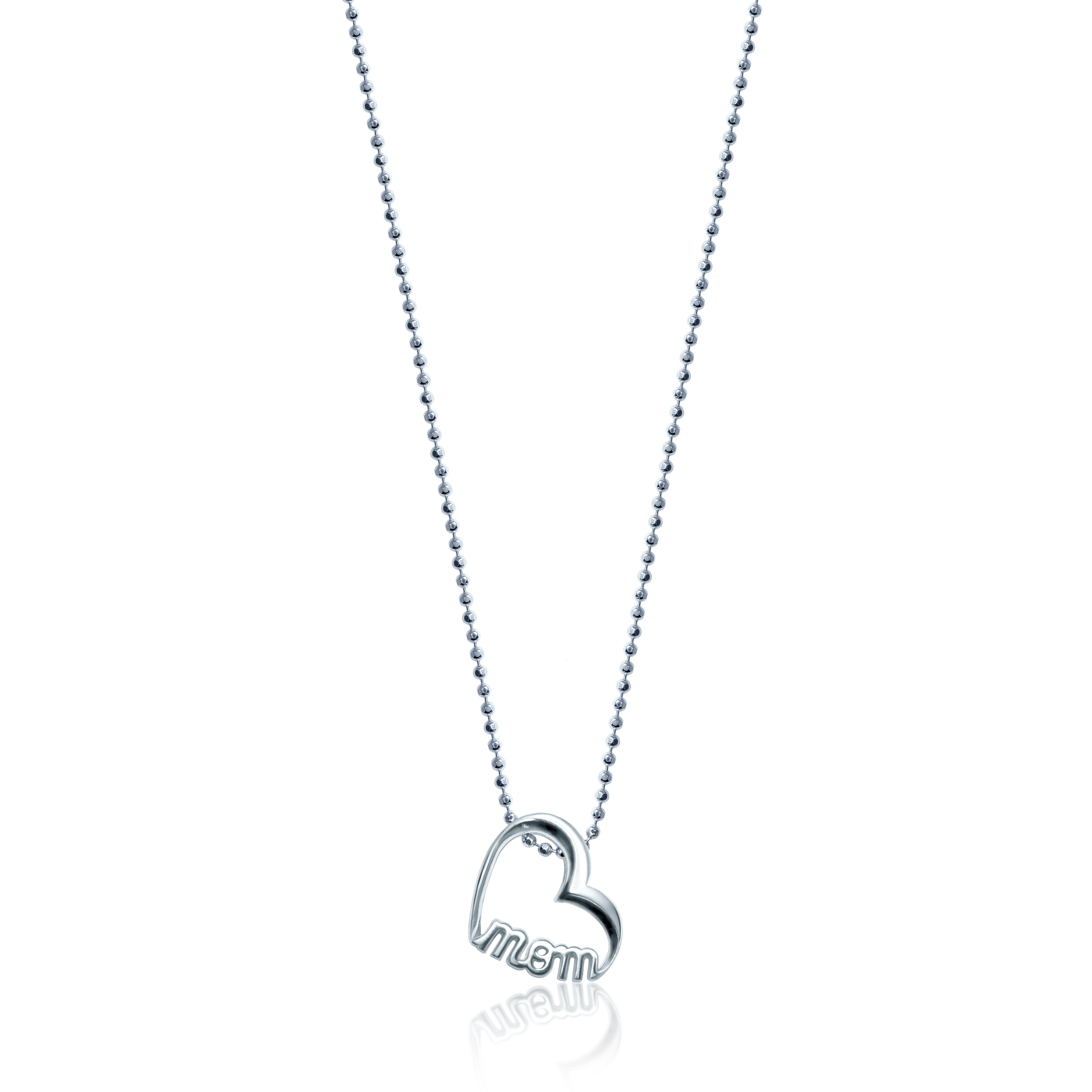 Alex Woo Sterling Silver Little Words Mom Heart Pendant, 16