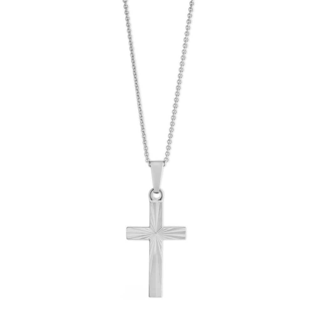 Sterling Silver Engraved Monogram Cross Necklace - 9022276