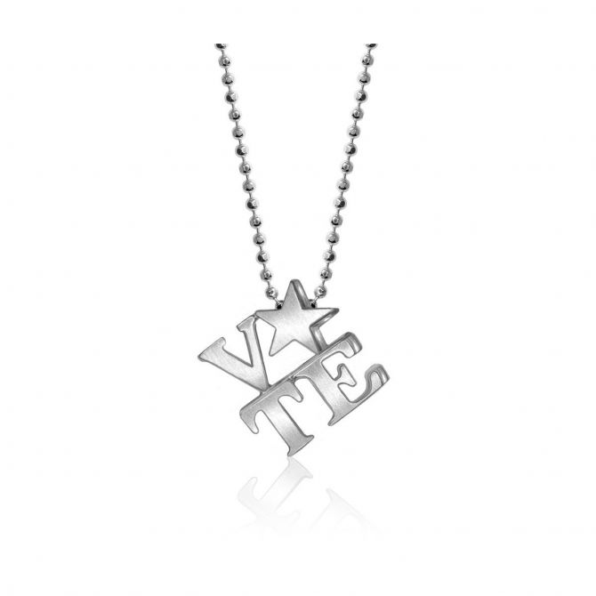Alex Woo Sterling Silver Little Activist Vote Star Pendant, 16"