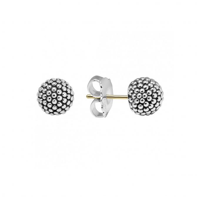 LAGOS Sterling Silver 10mm Caviar Bead Earrings with 14K Yellow Gold Posts