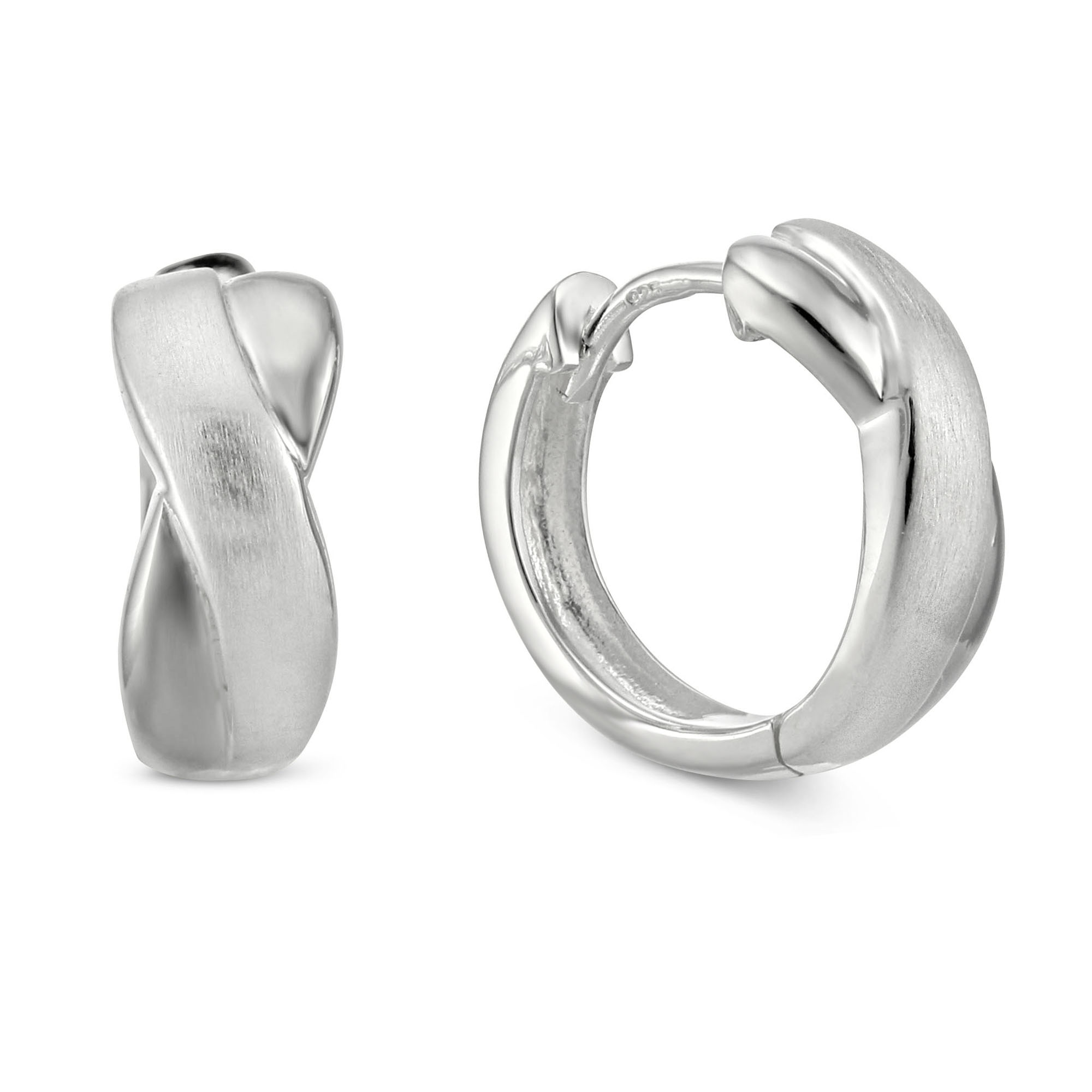 Sterling Silver Crossover Hoop Earrings