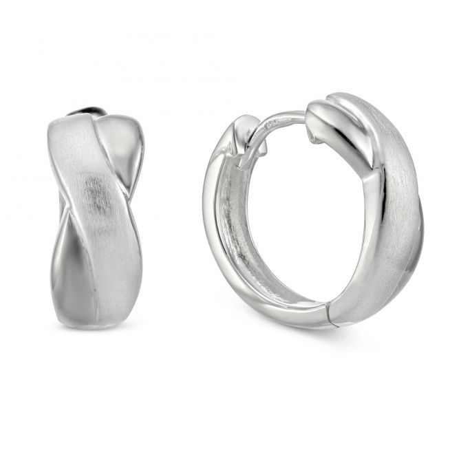 Sterling Silver Crossover Hoop Earrings