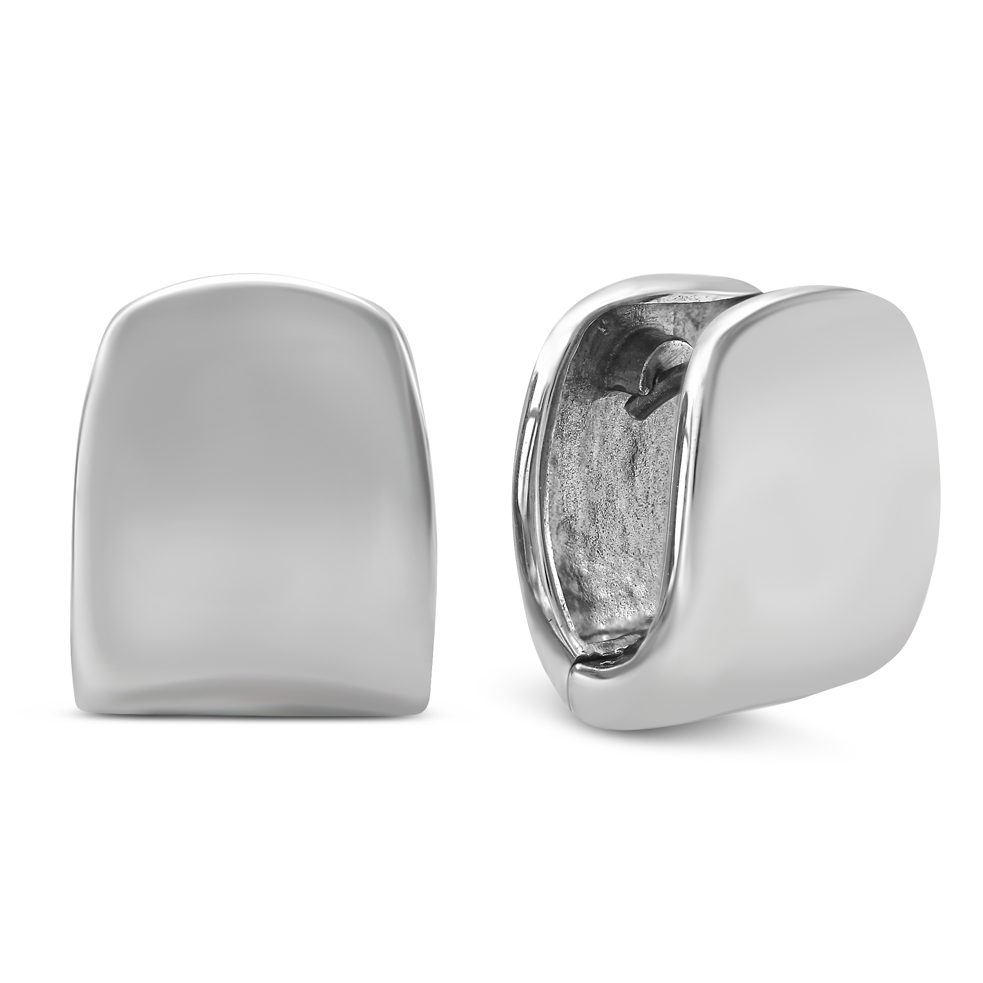 Sterling Silver Flat Wide Hoop Earrings