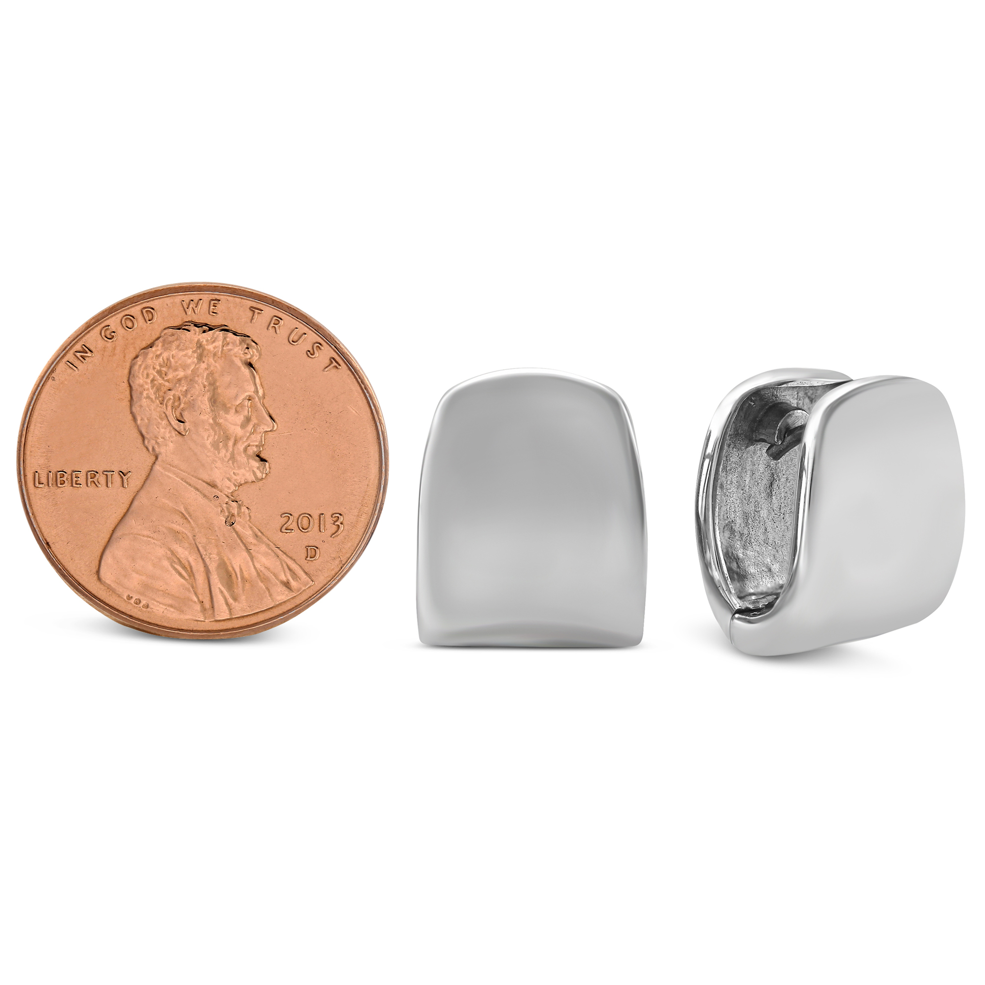 Sterling Silver Flat Wide Hoop Earrings