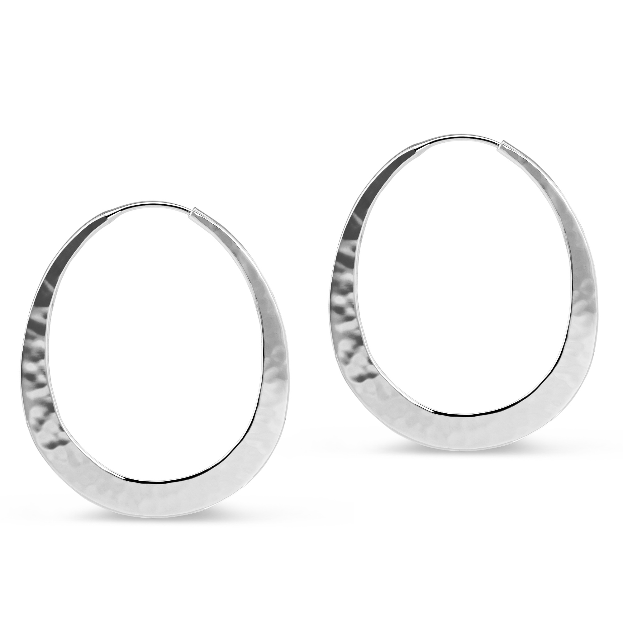 Toby Pomeroy EcoSilver Eclipse Hammered Hoop Earrings, 40mm