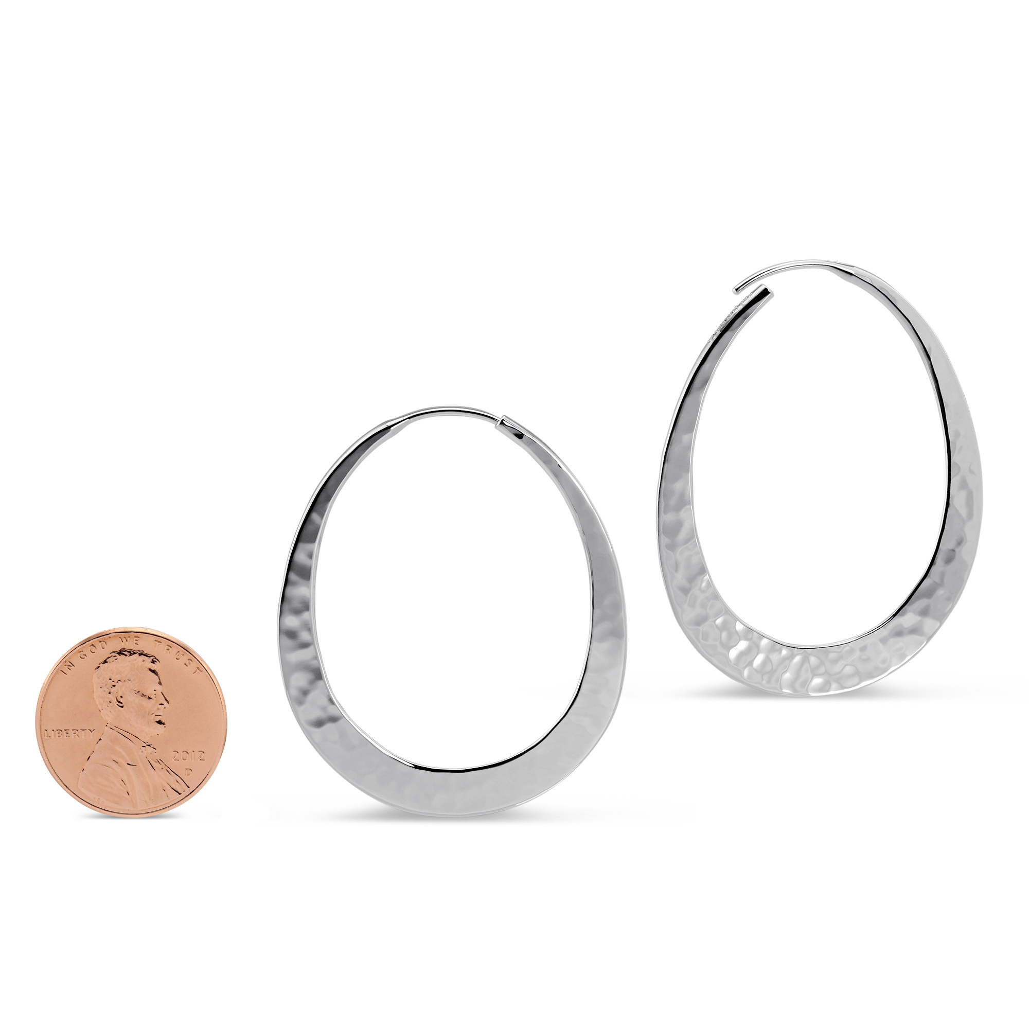 Toby Pomeroy EcoSilver Eclipse Hammered Hoop Earrings, 40mm