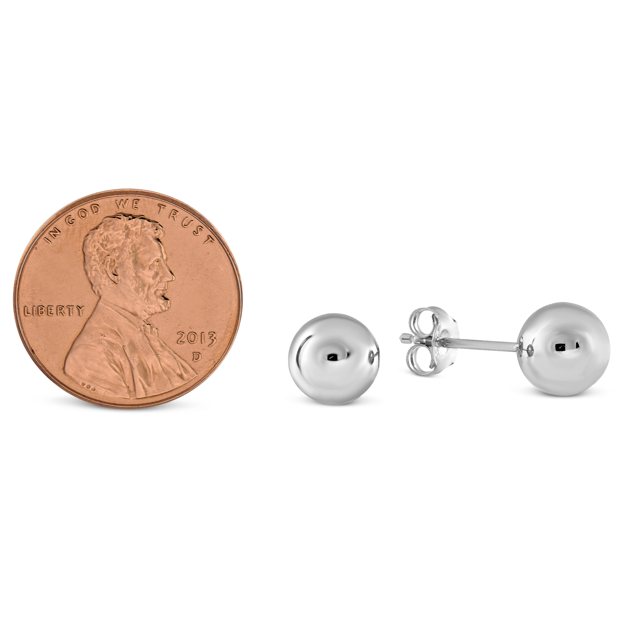 Sterling Silver Ball Earrings, 8mm