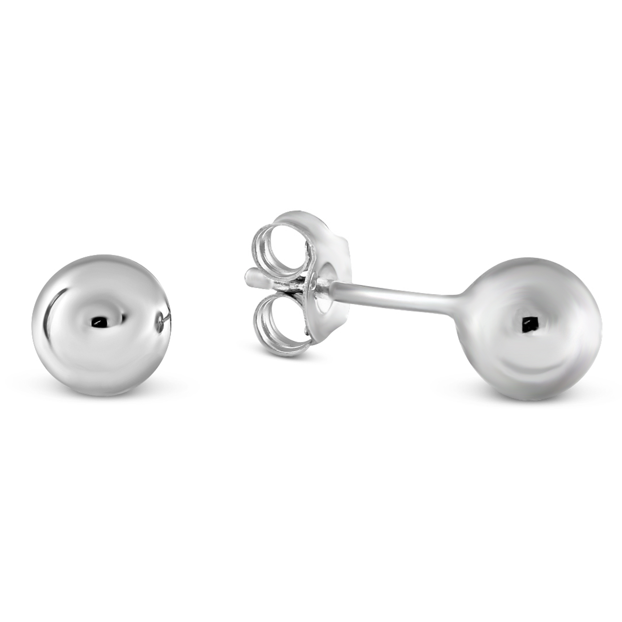 Sterling Silver Solid Ball Earrings, 6mm