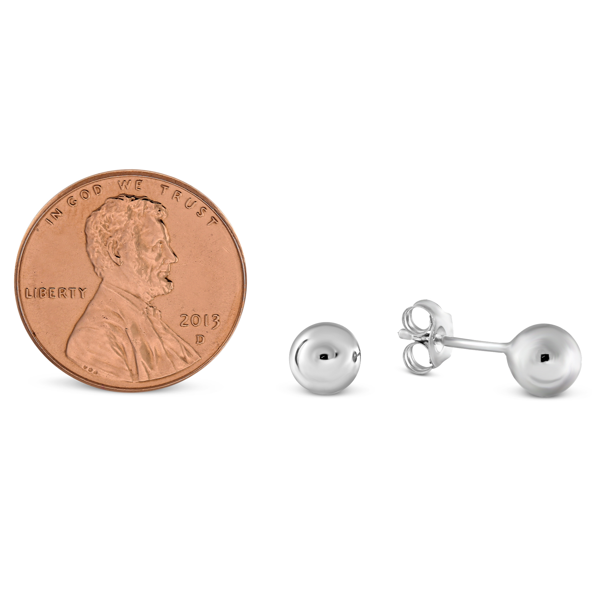 Sterling Silver Solid Ball Earrings, 6mm