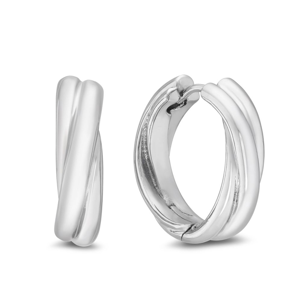 Sterling Silver Twisted Hinged Hoop Earrings, 19 mm